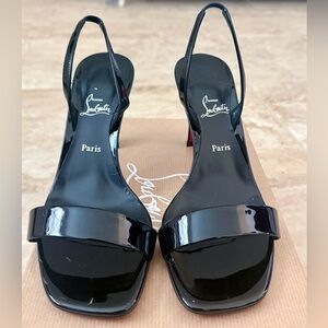 Christian Louboutin O Condora 85 MM Patent Leather Strappy Sandals – Black